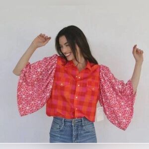 NWT Turquoise Haven Women's Bethany Boho Blouse Size L